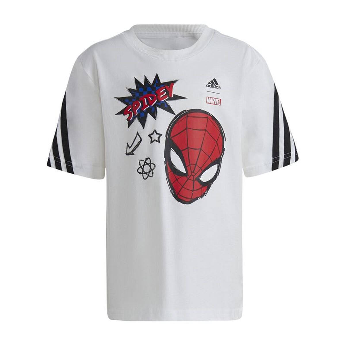 T-Shirt met Korte Mouwen voor kinderen Adidas Marvel Spider-Man Wit