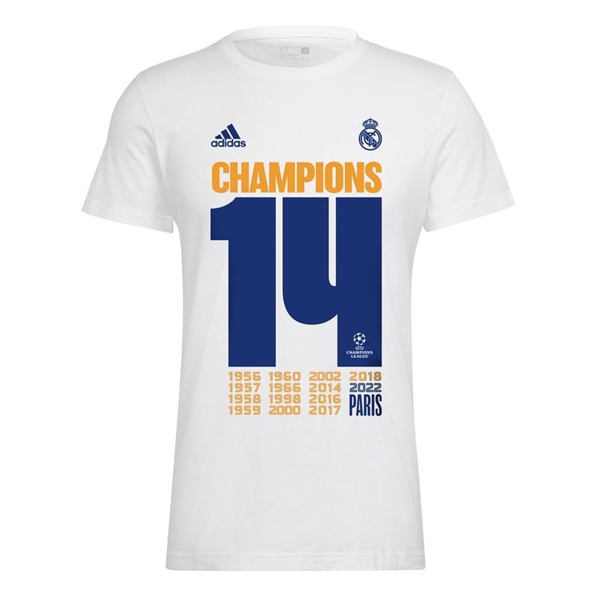 Heren-T-Shirt met Korte Mouwen Real Madrid C.F. Champions 2022 Wit
