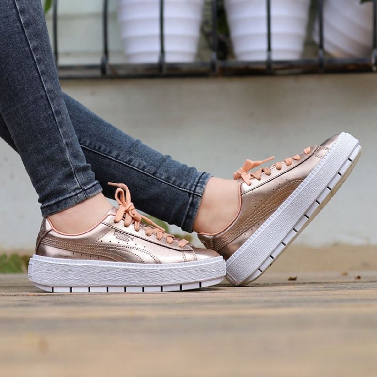 Sportschoenen voor Dames Puma Basket Platform Trace Luxe Bruin