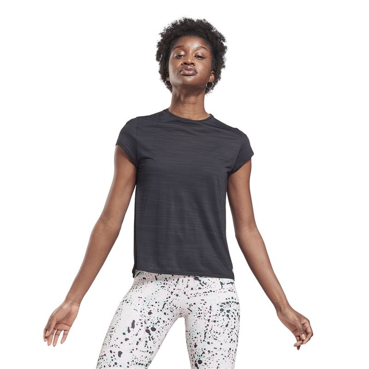 Dames-T-Shirt met Korte Mouwen Reebok Workout Ready Activchill Zwart
