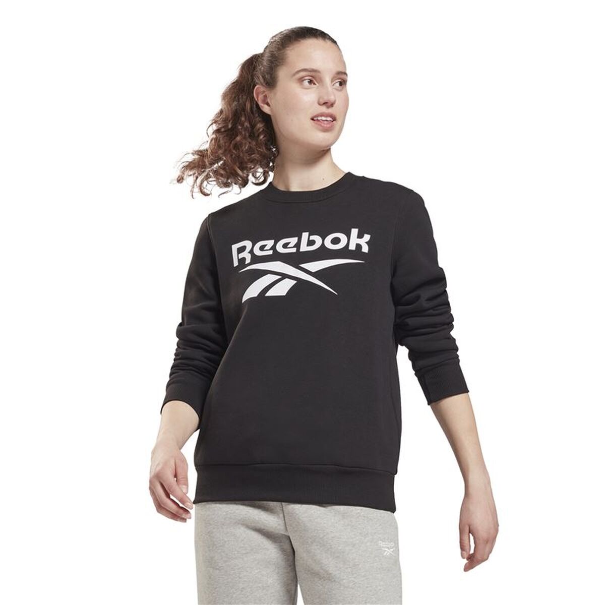 Womens Sweatshirt without Hood Reebok identity Logo Fleece W Black