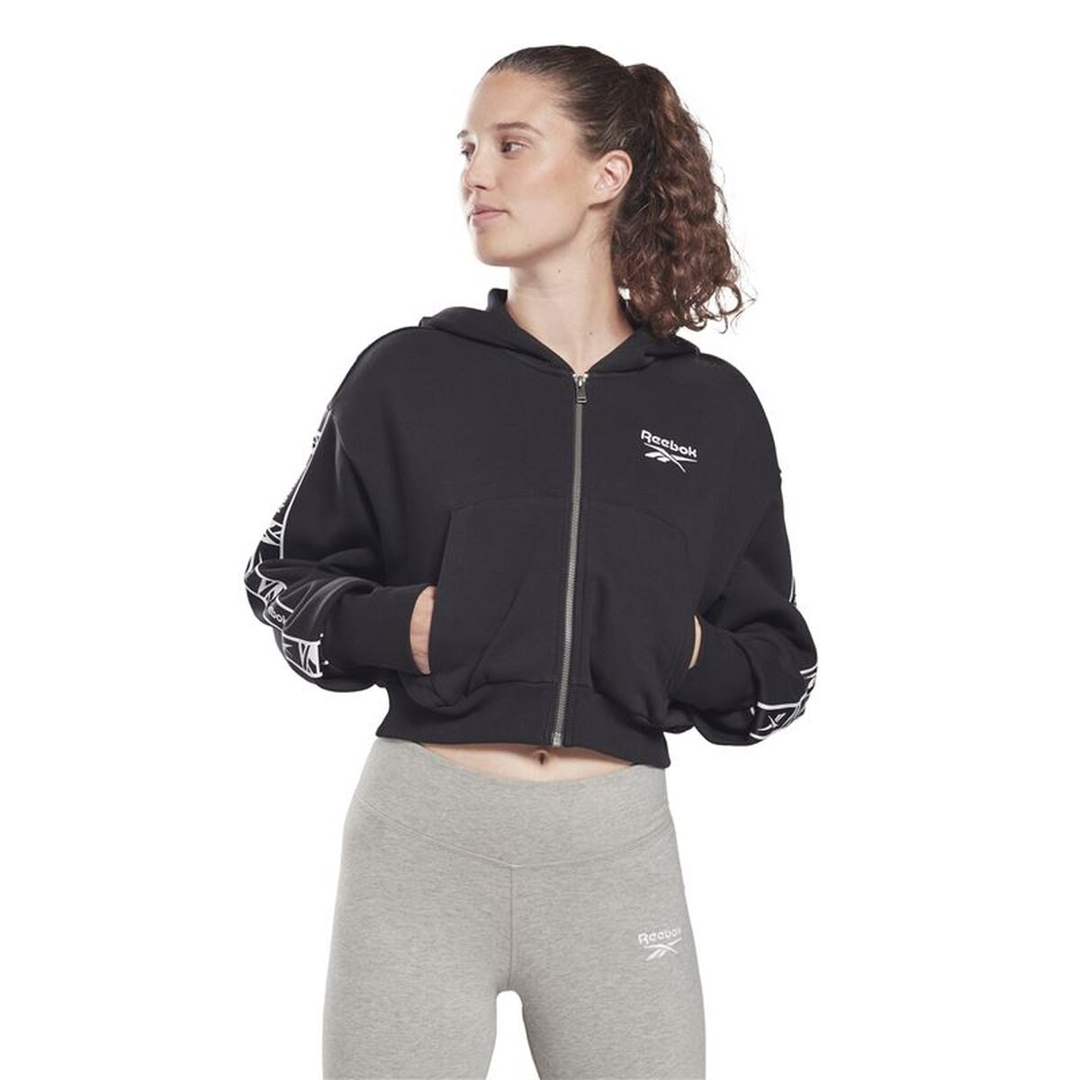 Women’s Sports Jacket Reebok Tape Pack Full Zip W Black