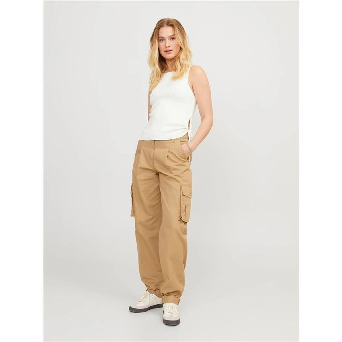Dames Mouwloos T-shirt Jack & Jones Jxdahlia Top Knit Wit