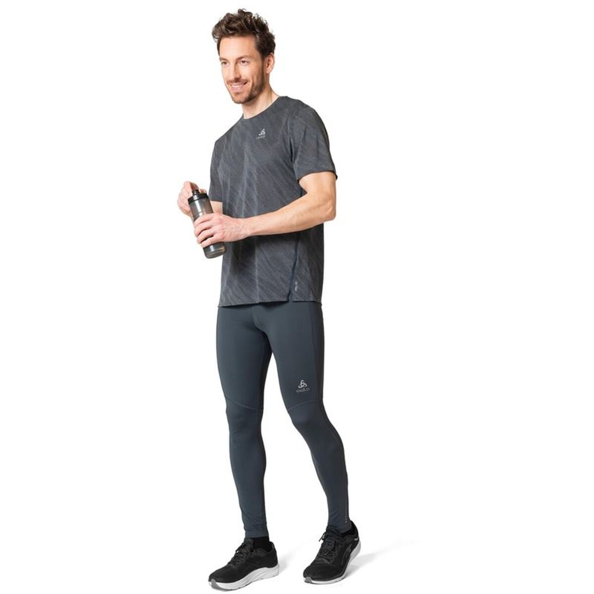 Uniseks T-Shirt met Korte Mouwen Odlo Neck S/S Zeroweight Enginee Grijs
