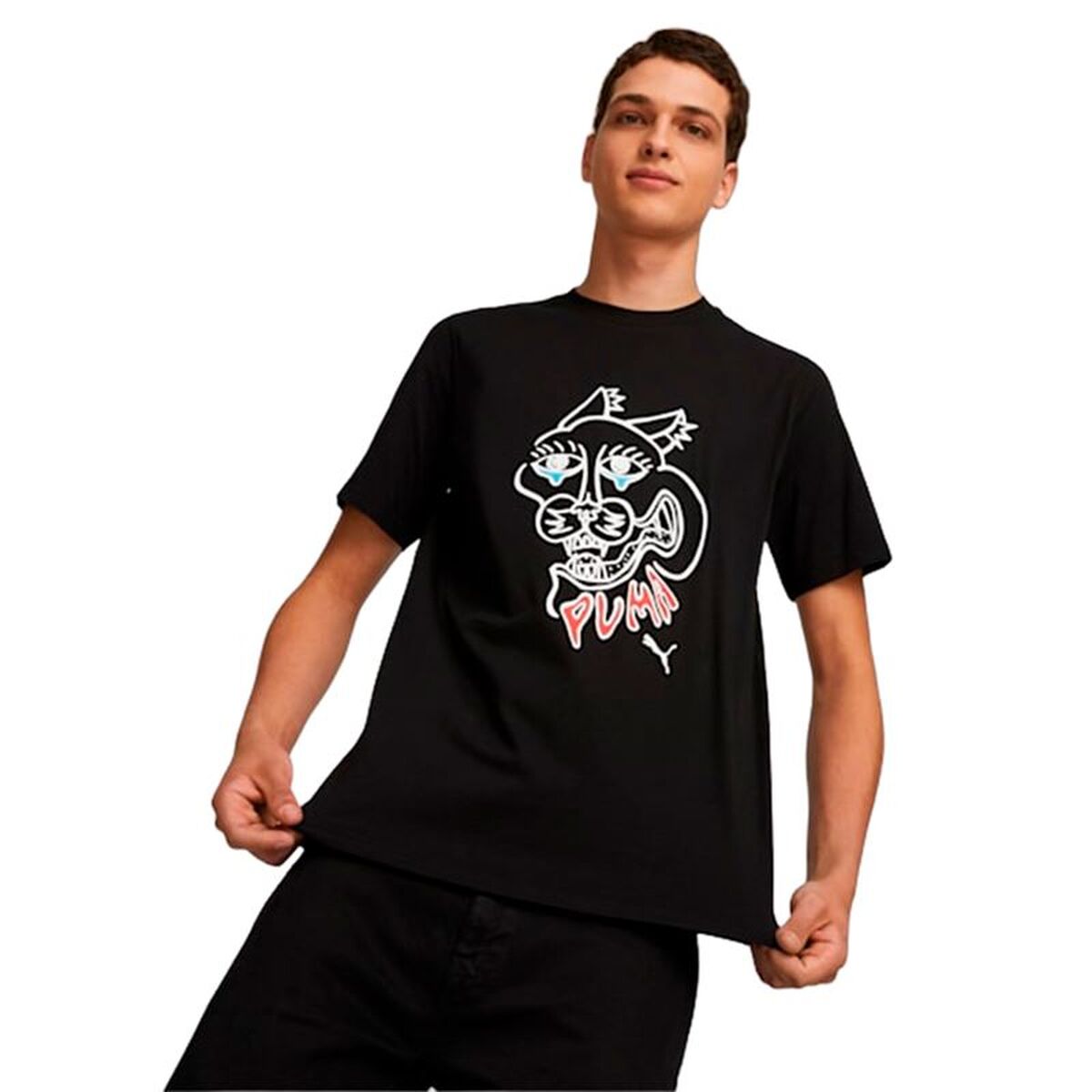 Heren-T-Shirt met Korte Mouwen Puma Graphic Zwart