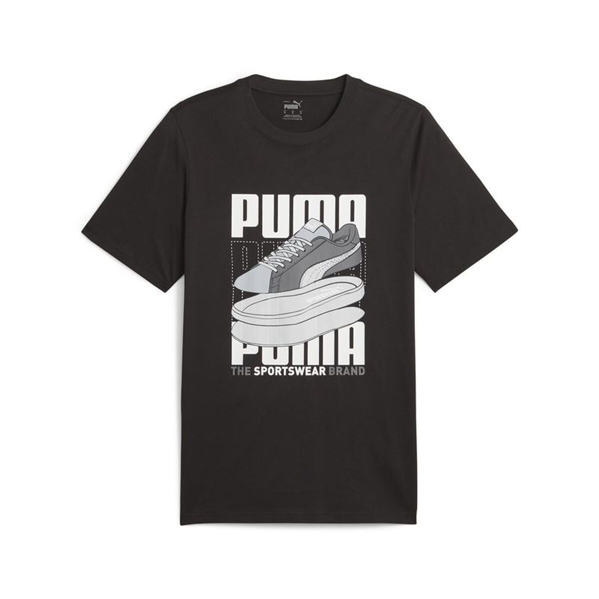 Heren-T-Shirt met Korte Mouwen Puma Graphiccs Sneaker Zwart
