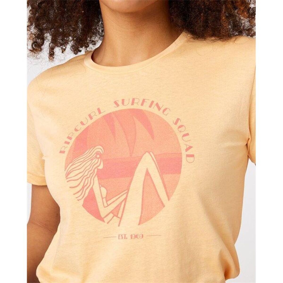 Dames-T-Shirt met Korte Mouwen Rip Curl Re-Entry Crew Neck Beige