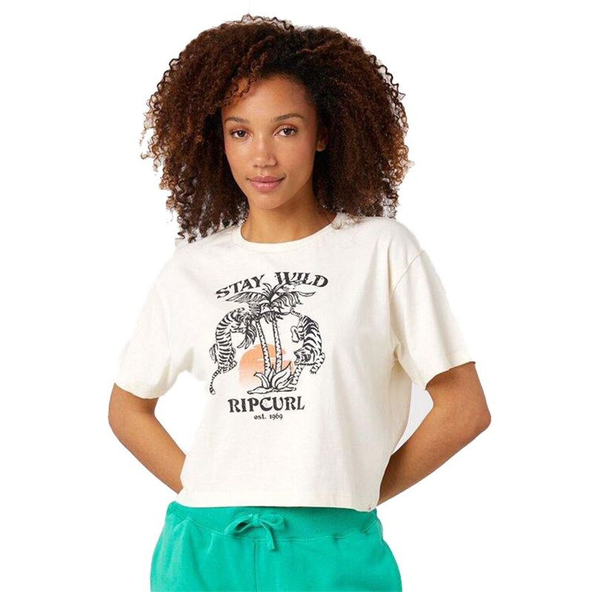 Dames-T-Shirt met Korte Mouwen Rip Curl Stay Wild Wit