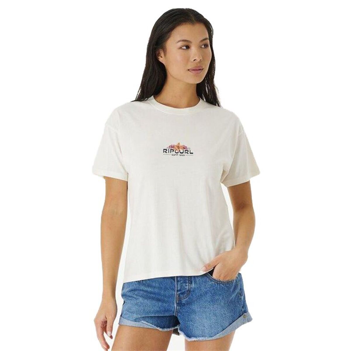 Dames-T-Shirt met Korte Mouwen Rip Curl Brighter Sun Relaxed Wit