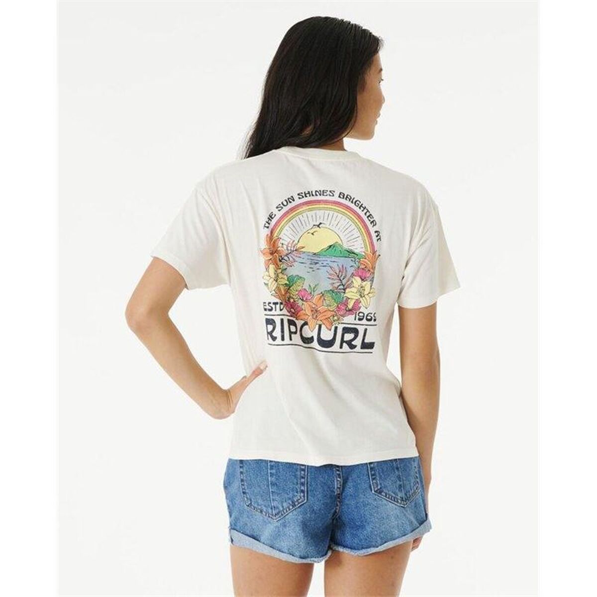 Dames-T-Shirt met Korte Mouwen Rip Curl Brighter Sun Relaxed Wit