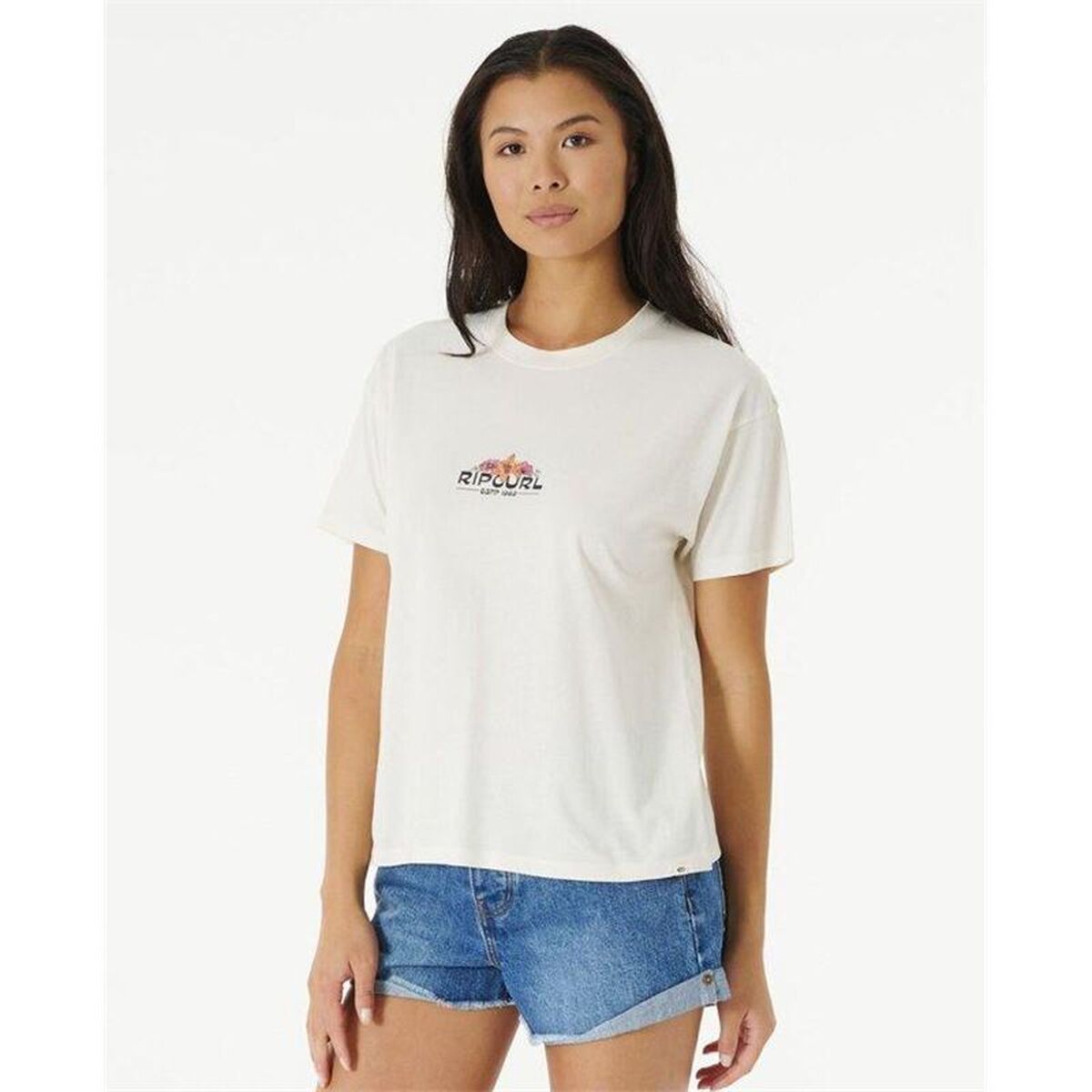 Dames-T-Shirt met Korte Mouwen Rip Curl Brighter Sun Relaxed Wit