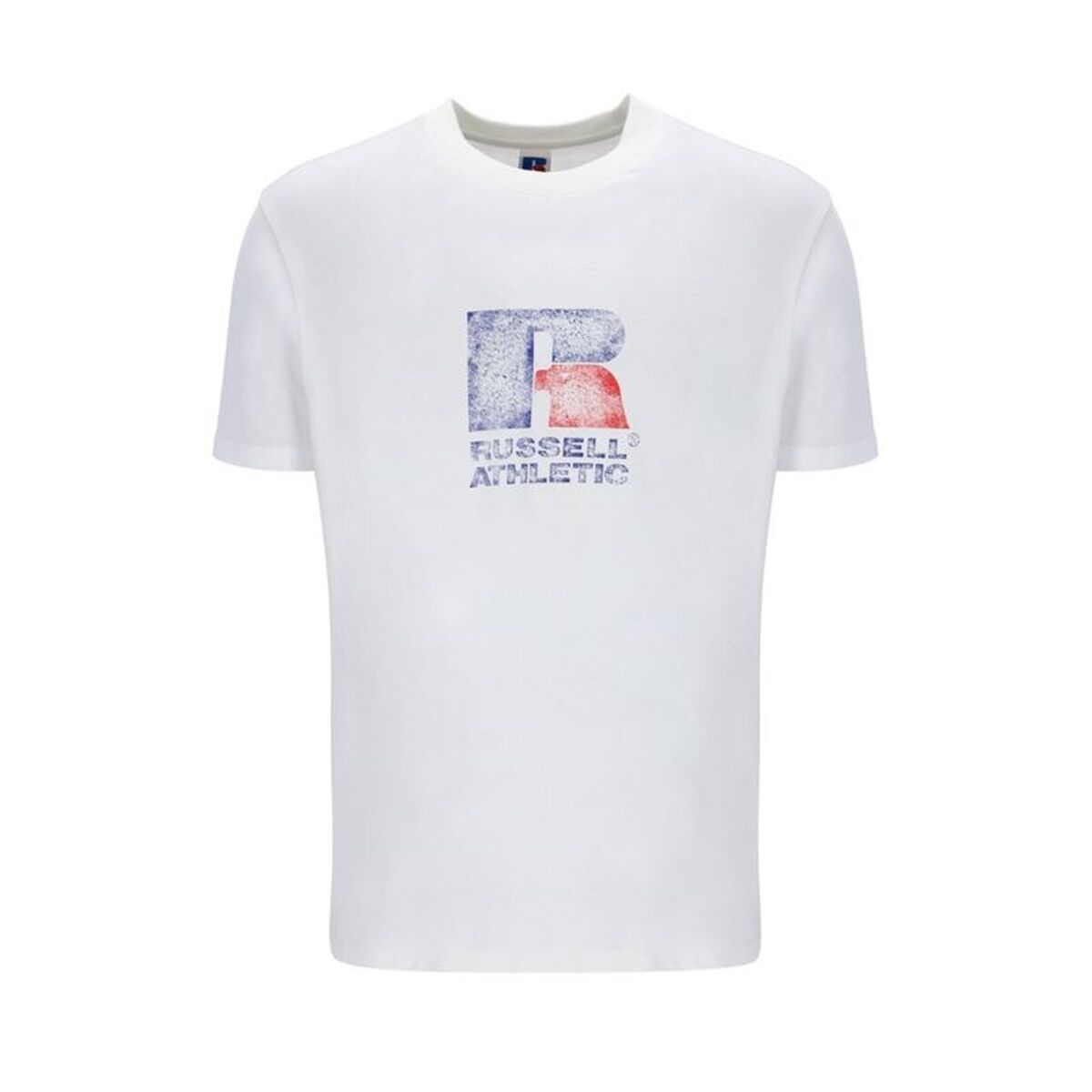 Heren-T-Shirt met Korte Mouwen Russell Athletic Emt E36201 Wit