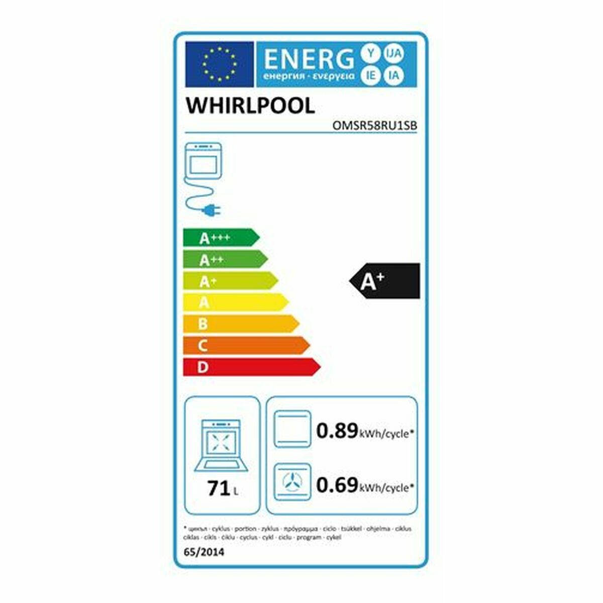 Oven Whirlpool Corporation 71 L