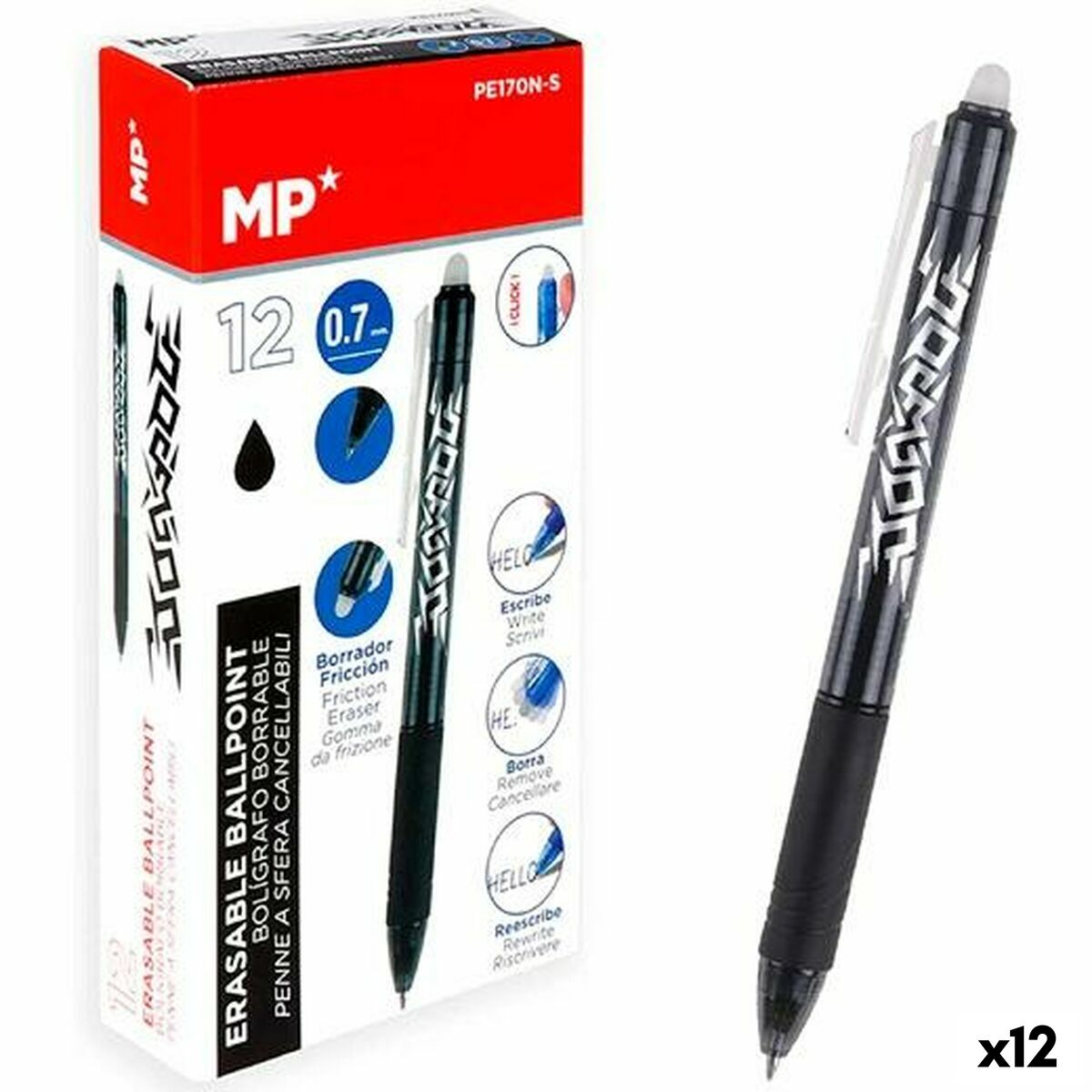 Crayon MP Encre effaçable 0,7 mm (12 Unités)