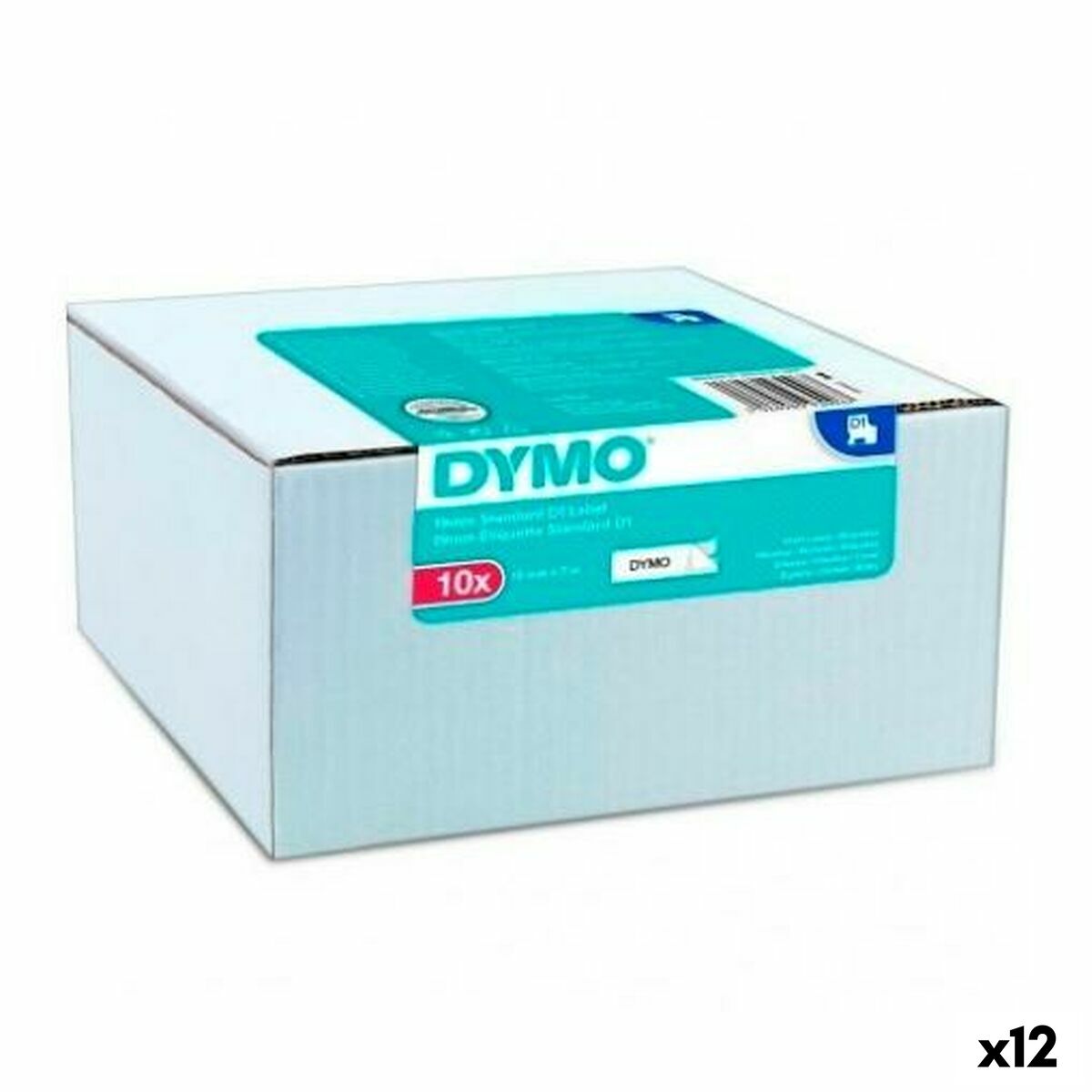 Afbeeldingen van Laminated Tape for Labelling Machines Dymo White Black Self-adhesives 10 Pieces (12 Units)