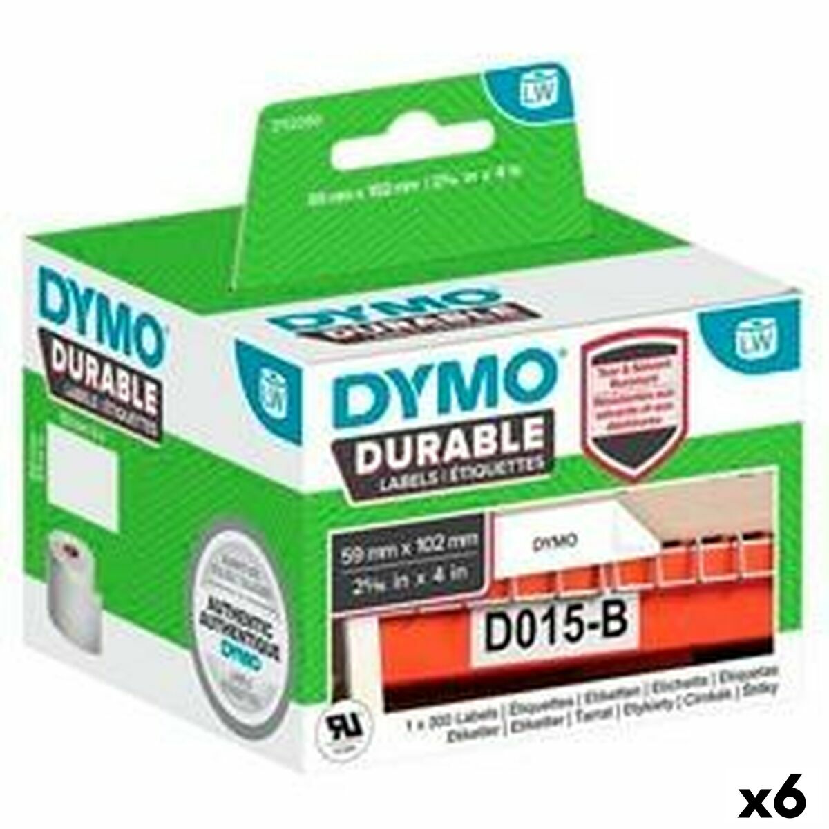 Printer labels Dymo Durable Hvid 102 x 59 mm Sort (6 enheder)