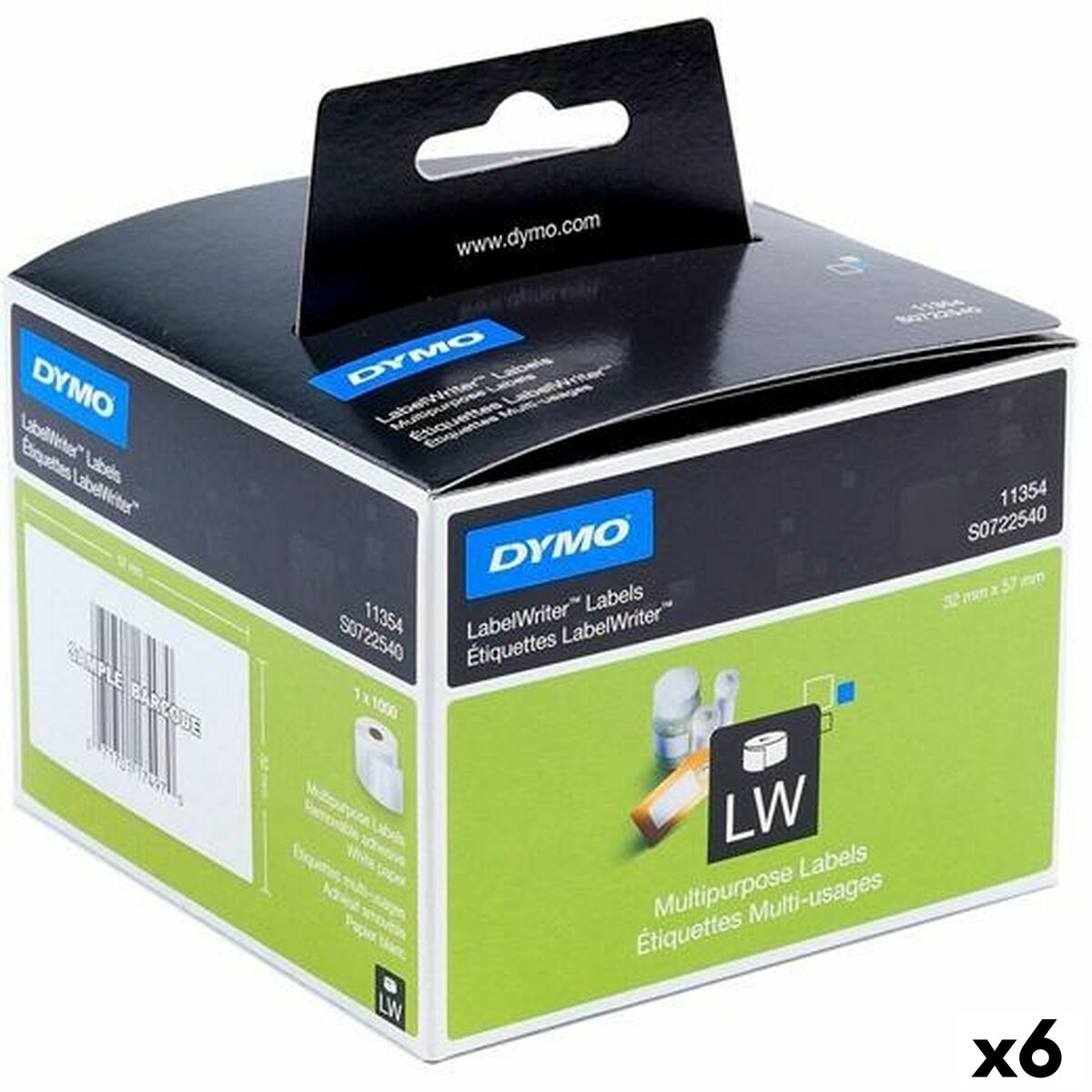Printer labels Dymo Hvid Sort 32 x 57 mm 1000 Dele (6 enheder)