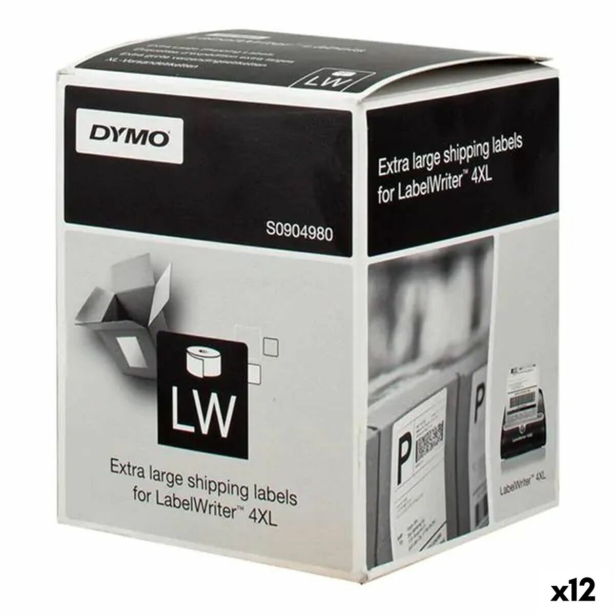 Rouleau d'Étiquettes Dymo LW 4XL 104 x 159 mm Noir/Blanc (12 Unités)