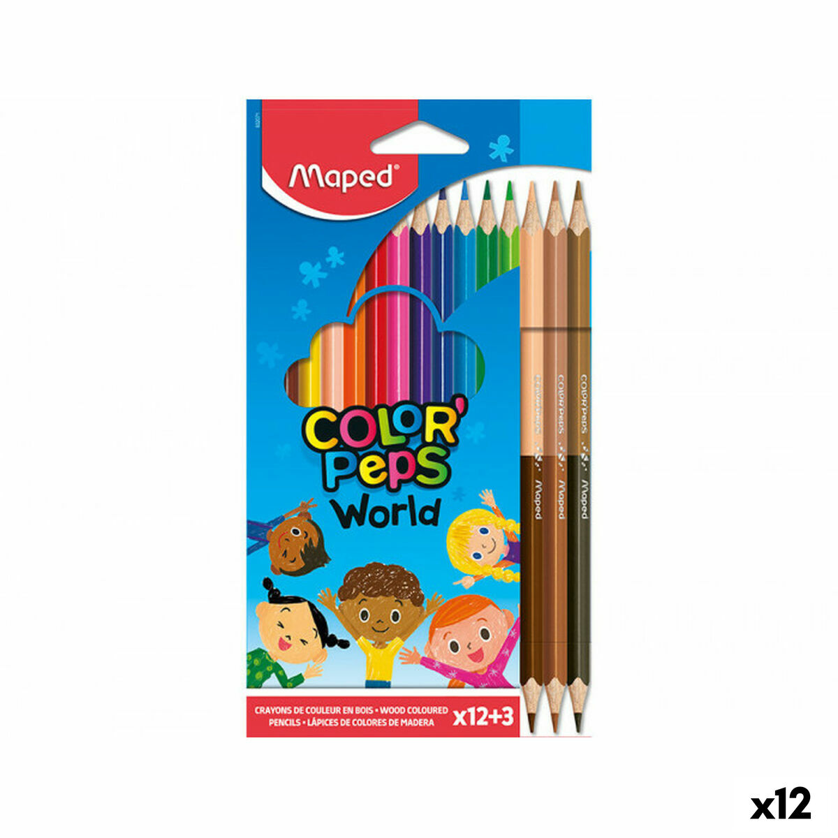 Crayons de couleur Maped Color Peps World Multicouleur (12 Unités)