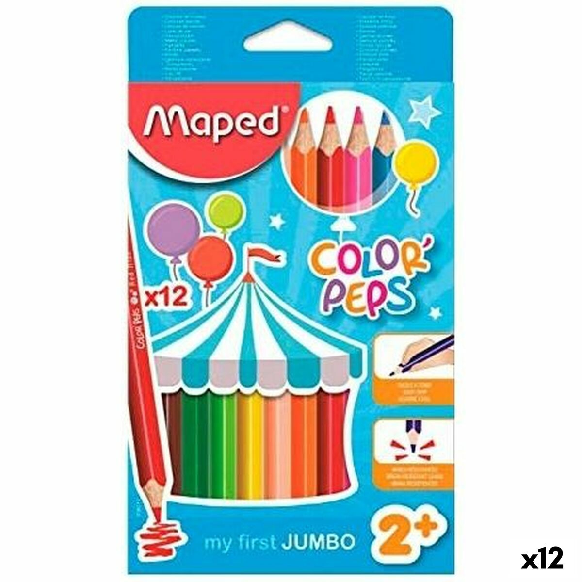Crayons de couleur Maped Jumbo Color' Peps Multicouleur 12 Pièces (12 Unités)