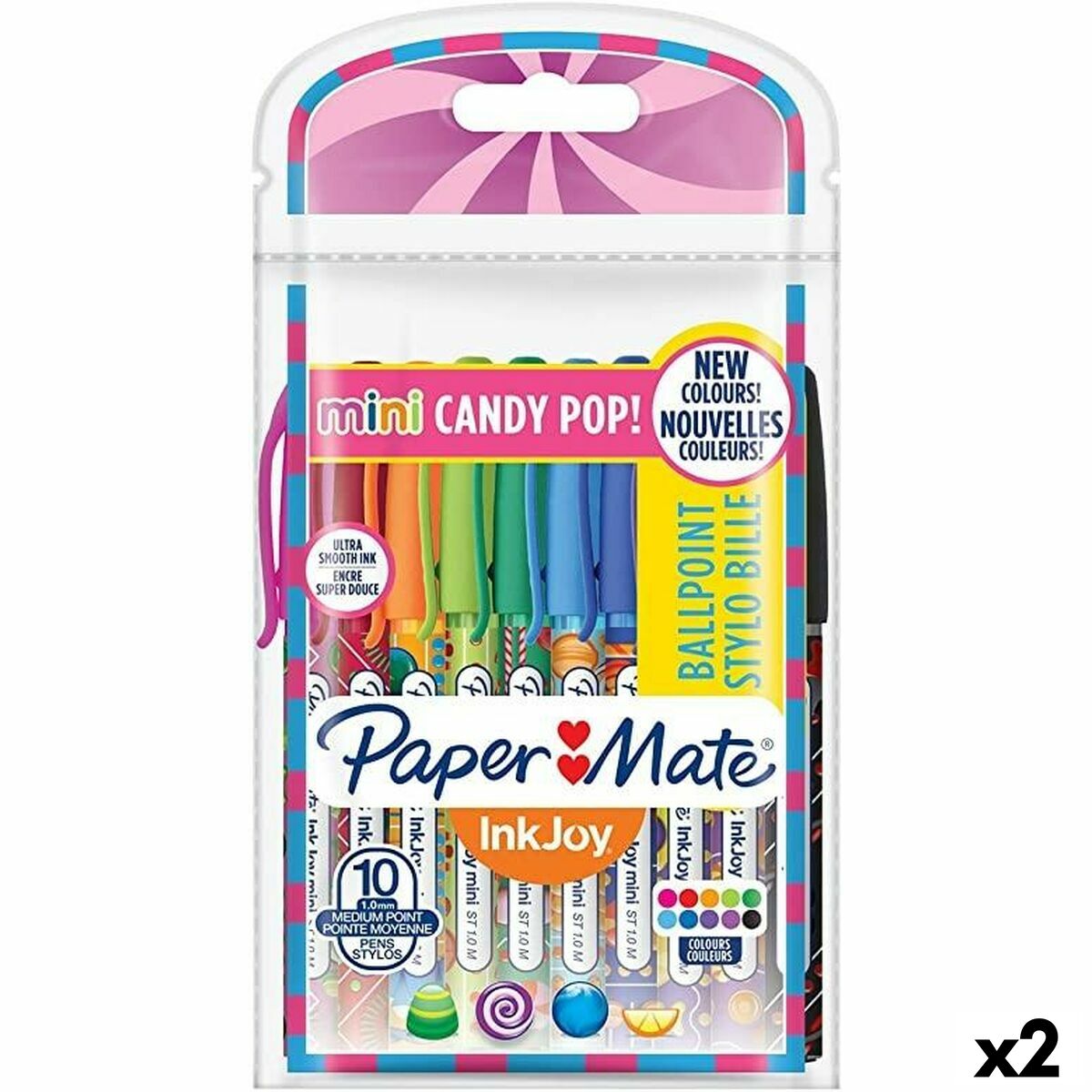 Ensemble de Stylos Paper Mate Mini Candy Pop Multicouleur 1 mm (2 Unités)