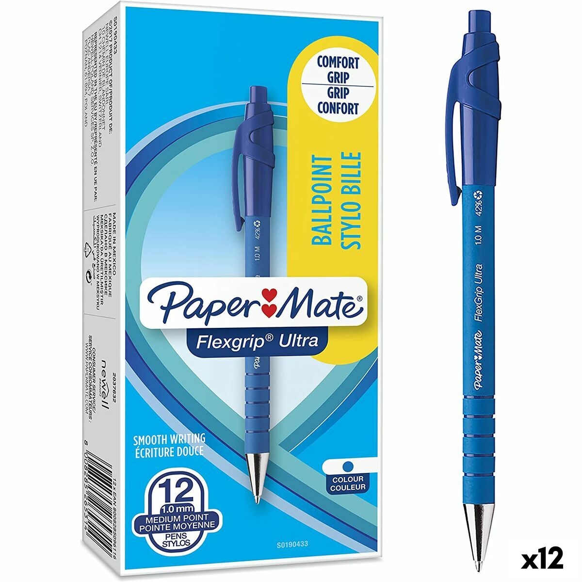 Crayon Paper Mate Flexgrip Ultra 12 Pièces Bleu 1 mm (12 Unités)