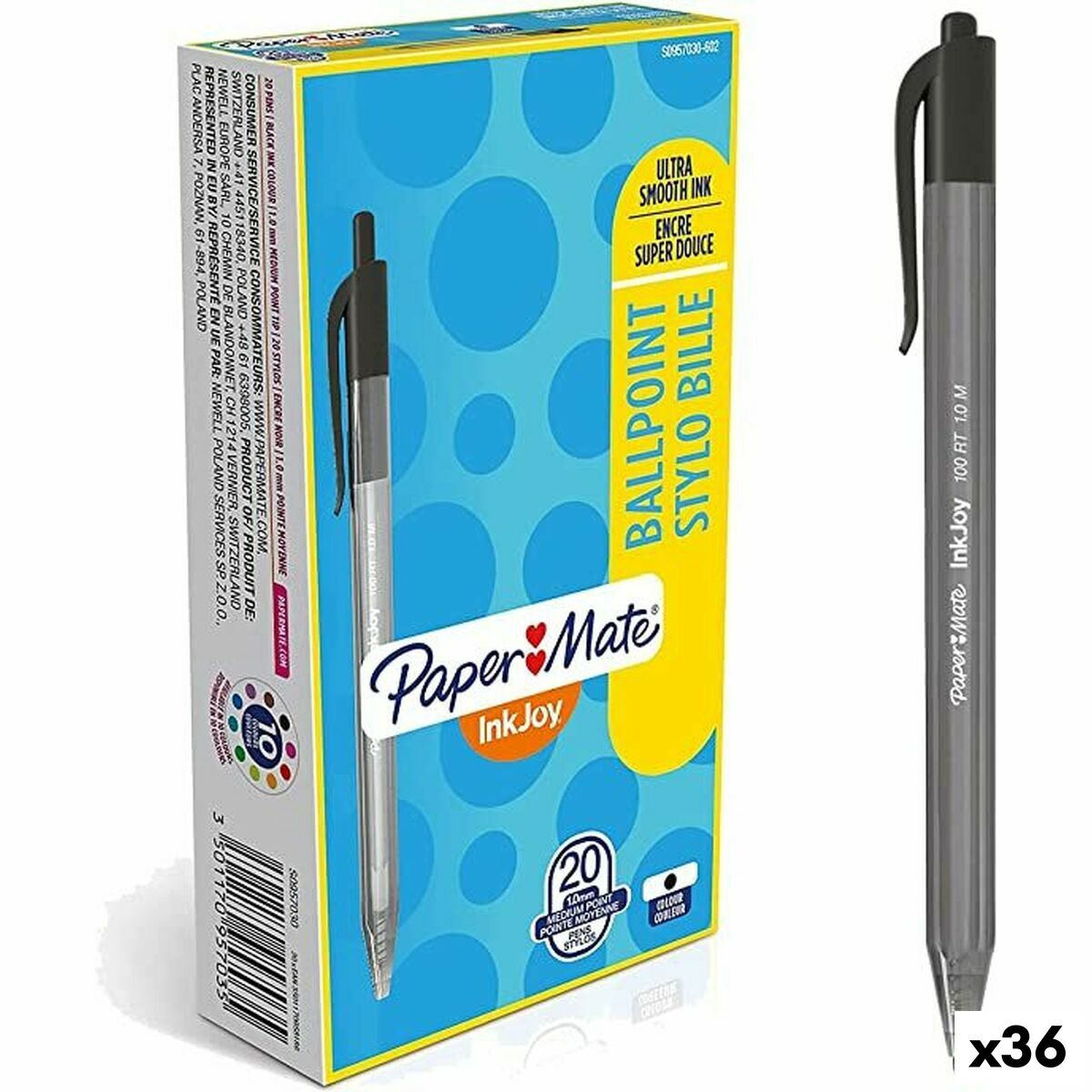 Crayon Paper Mate Inkjoy 20 Pièces Noir 1 mm (36 Unités)