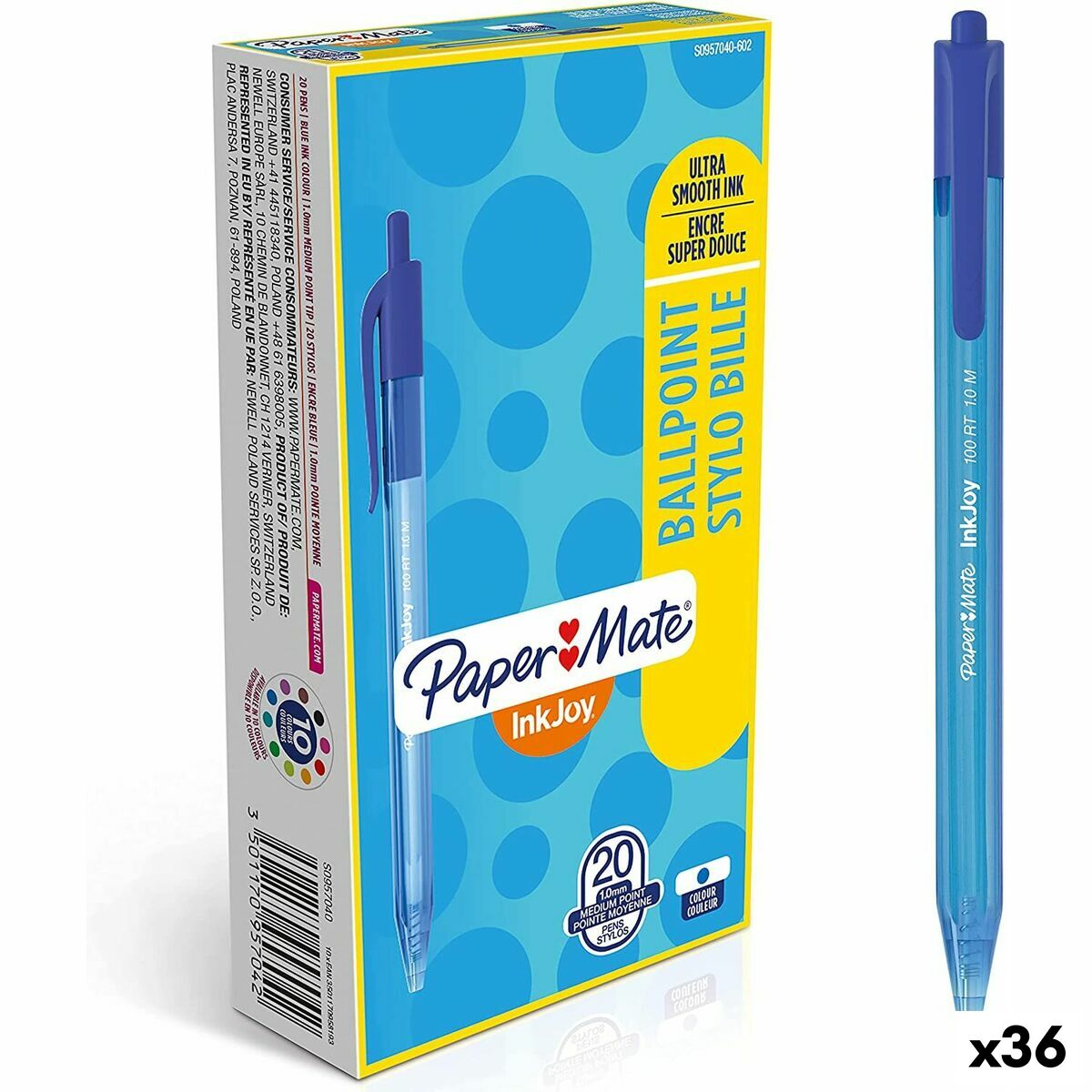 Crayon Paper Mate Inkjoy 20 Pièces Bleu 1 mm (36 Unités)