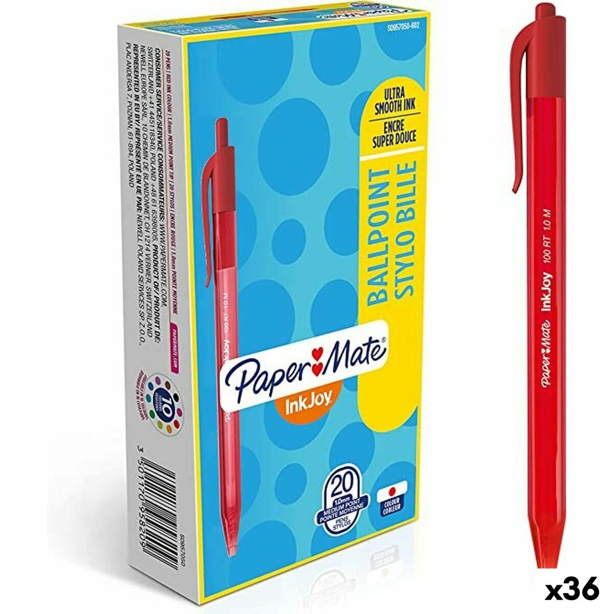 Crayon Paper Mate Inkjoy 20 Pièces Rouge 1 mm (36 Unités)