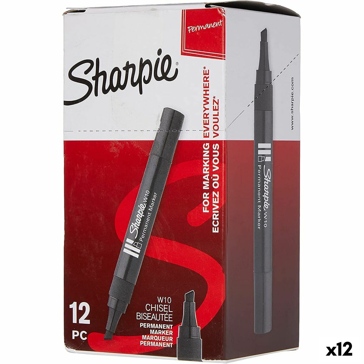 Marqueur permanent Sharpie W10 12 Pièces 1,5-5 mm Noir (12 Unités)