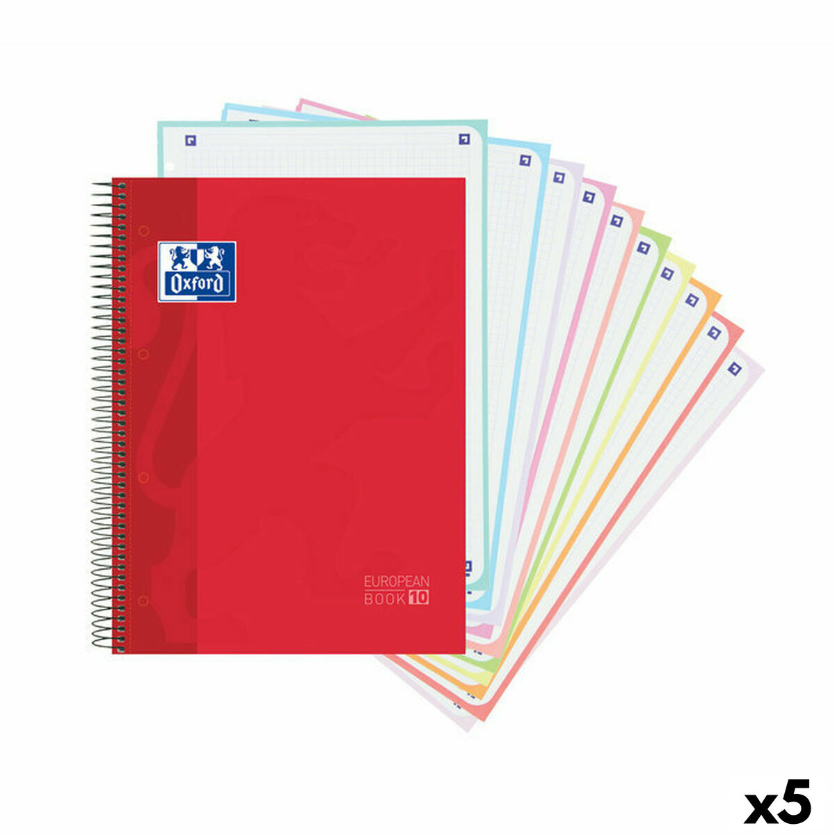 Cahier Oxford Europeanbook 10 School Classic Rouge A4 150 Volets (5 Unités)