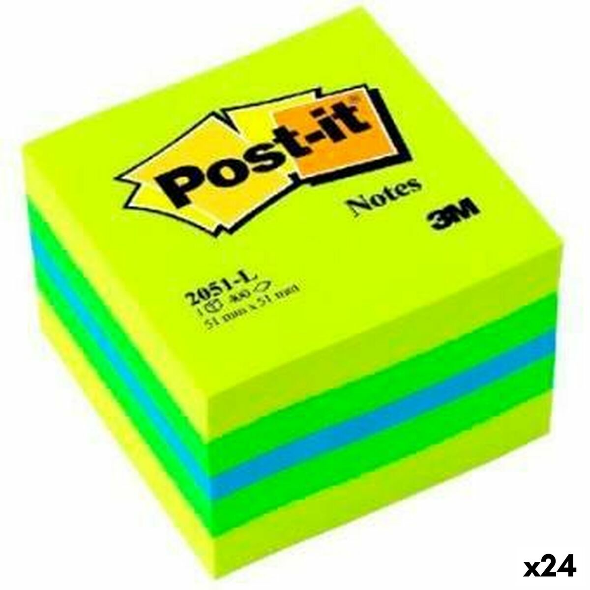 Notes Adhésives Post-it 2051-L Multicouleur 5,1 x 5,1 cm (24 Unités)