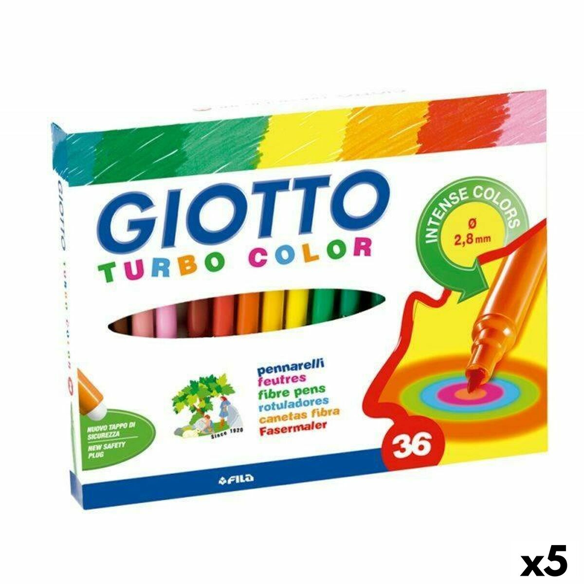 Ensemble de Marqueurs Giotto Turbo Color Multicouleur (5 Unités)