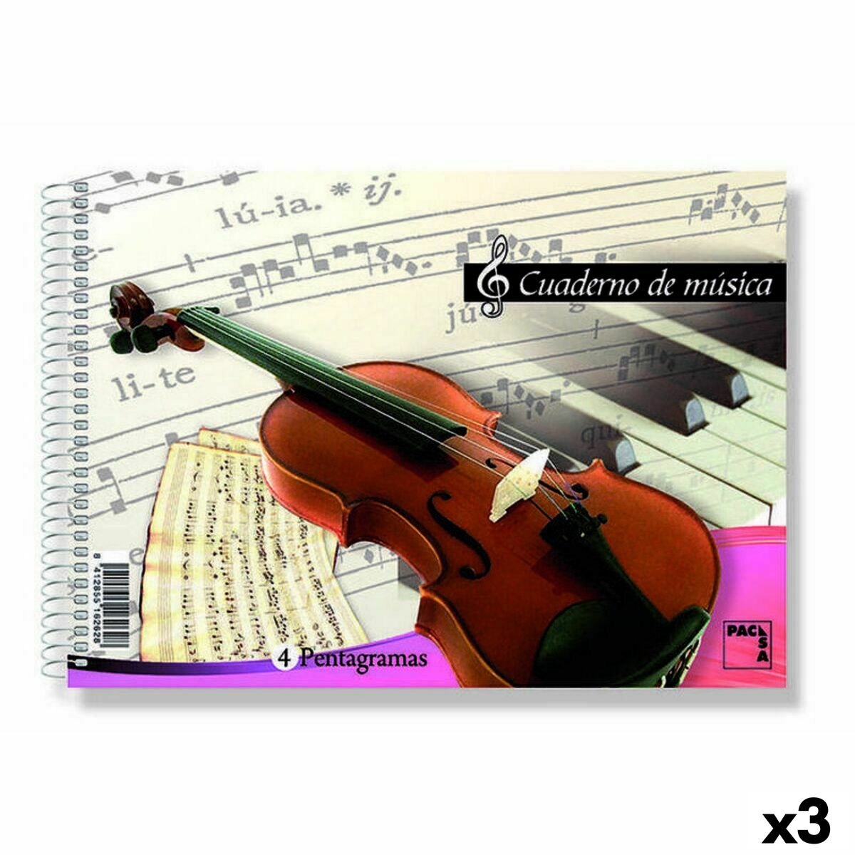 Cahier de musique Pacsa A4 20 Volets 20 Pièces (3 Unités)
