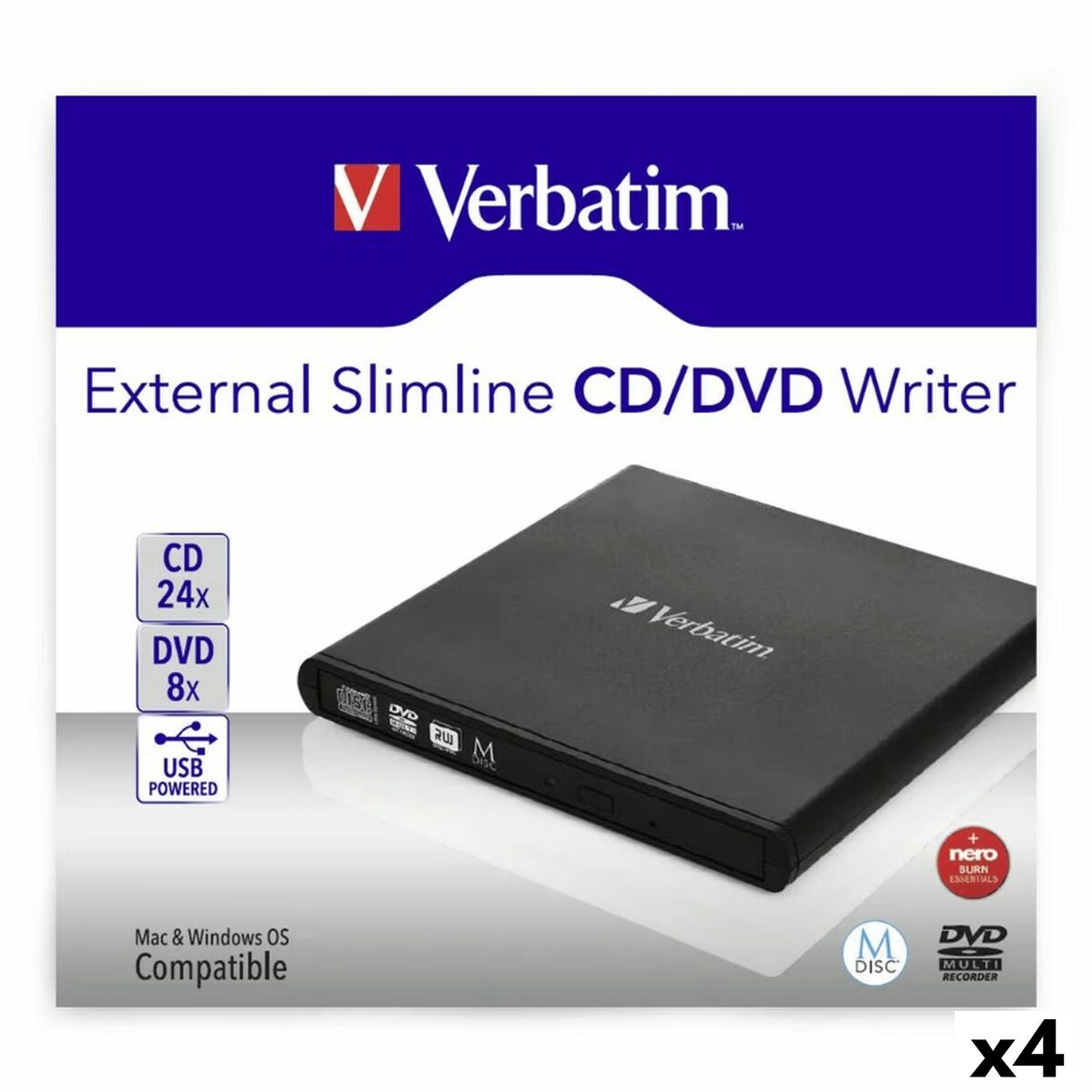 Ekstern optager Verbatim Slimline CD/DVD Sort