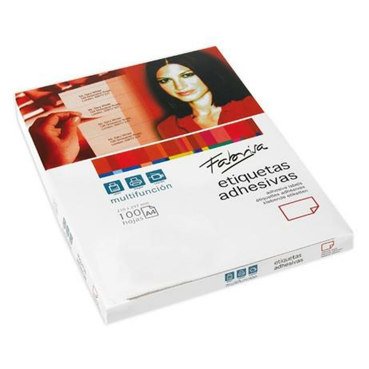 Afbeeldingen van Printer Labels Fabrisa White 100 Sheets (5 Units)