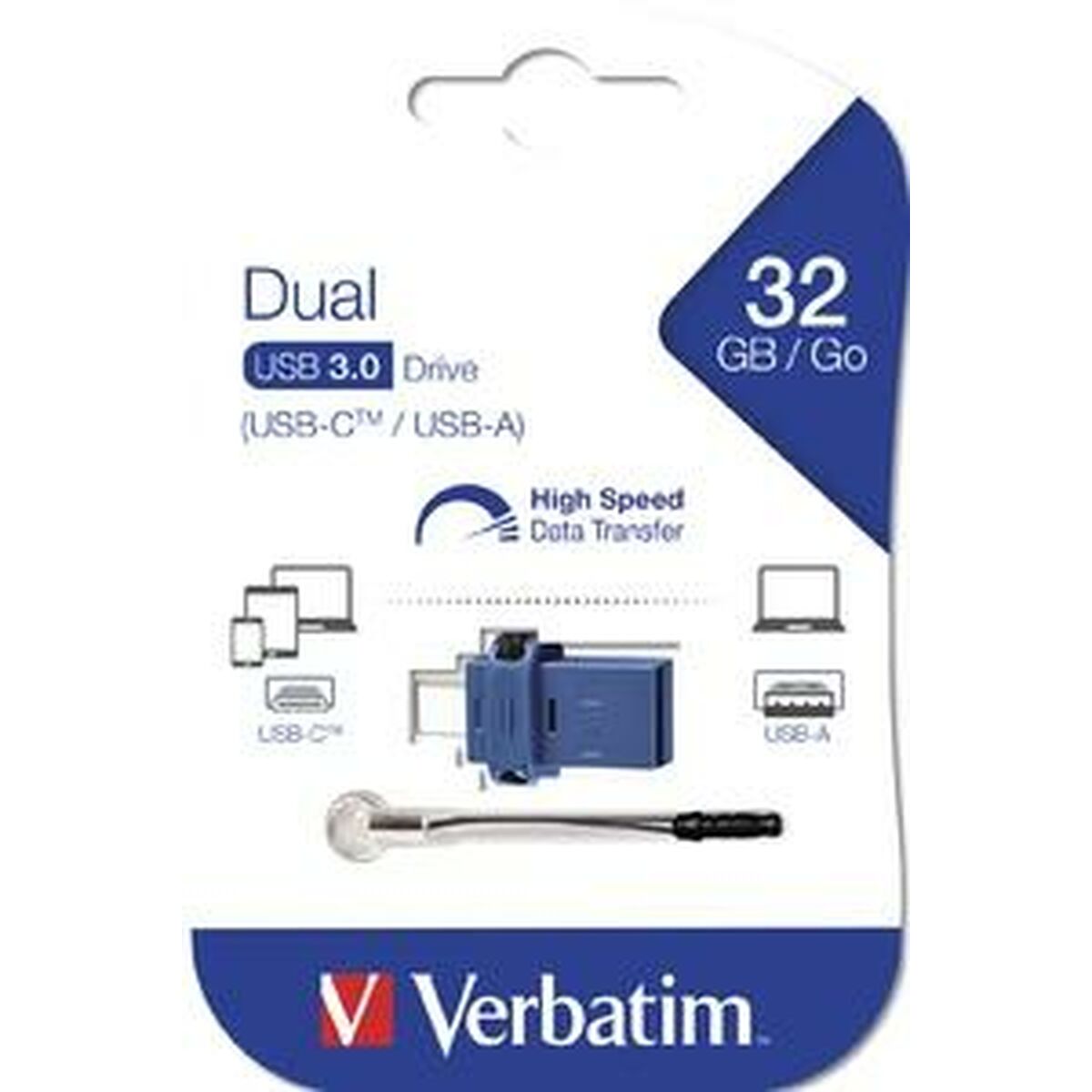 Afbeeldingen van USB stick Verbatim GO SPEED DUAL Blue 32 GB (10 Units)