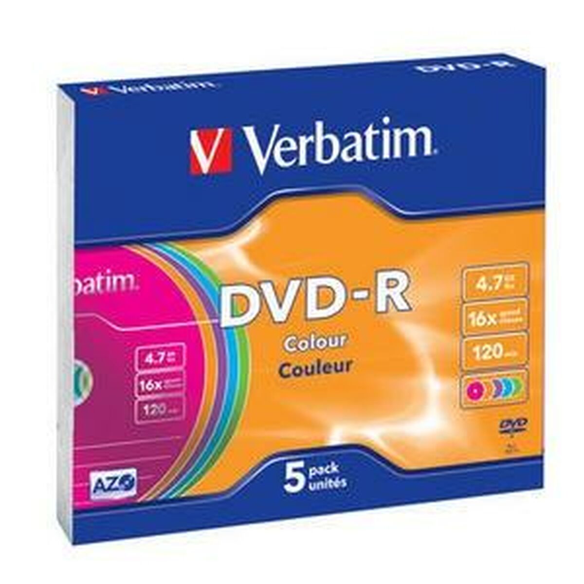 Afbeeldingen van DVD-R Verbatim Colour 4,7 GB 16x 5 Pieces (20 Units)