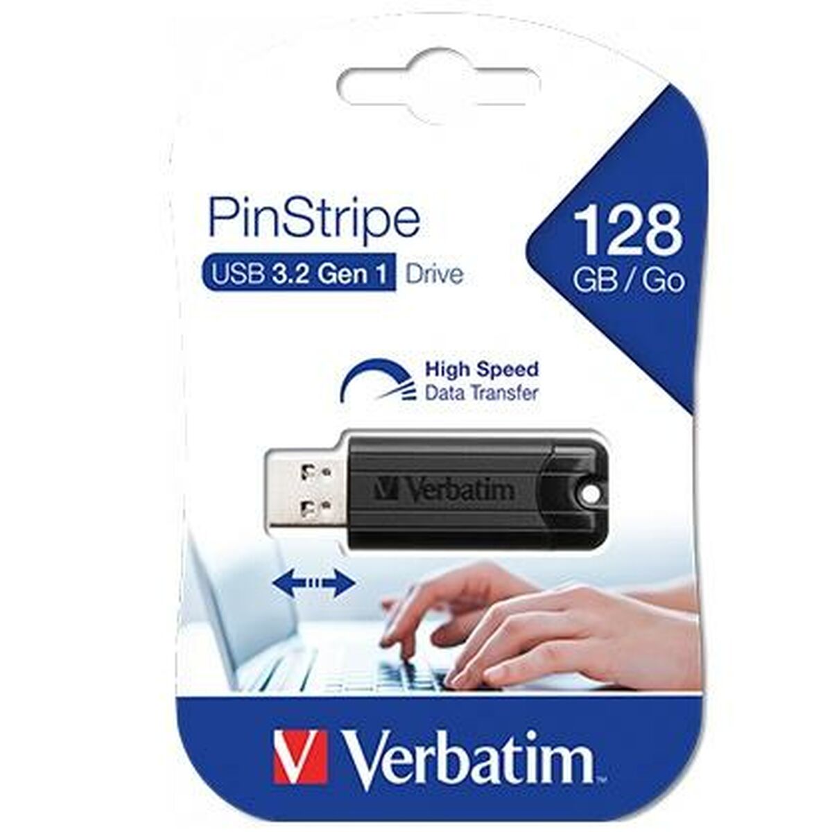 Image secondaire de Clé USB Verbatim PINSTRIPE Noir 128 GB (10 Unités)