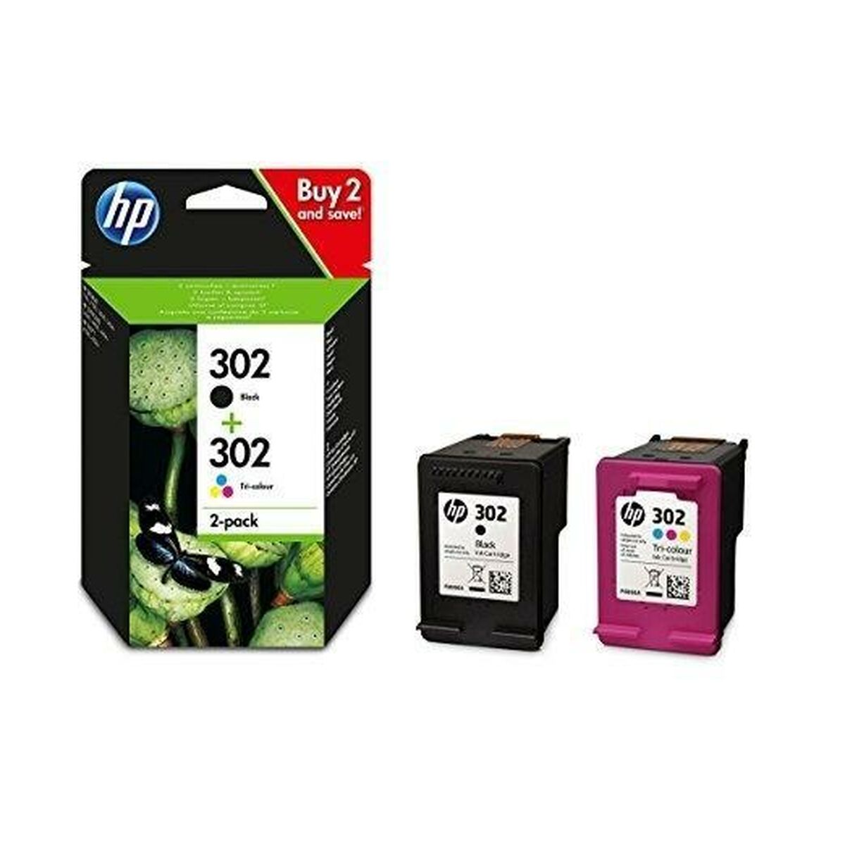 Image secondaire de Cartouche d'encre originale HP Officejet 3830 - Nº 302 (F6U66AE + F6U65AE) Jaune (24 Unités)