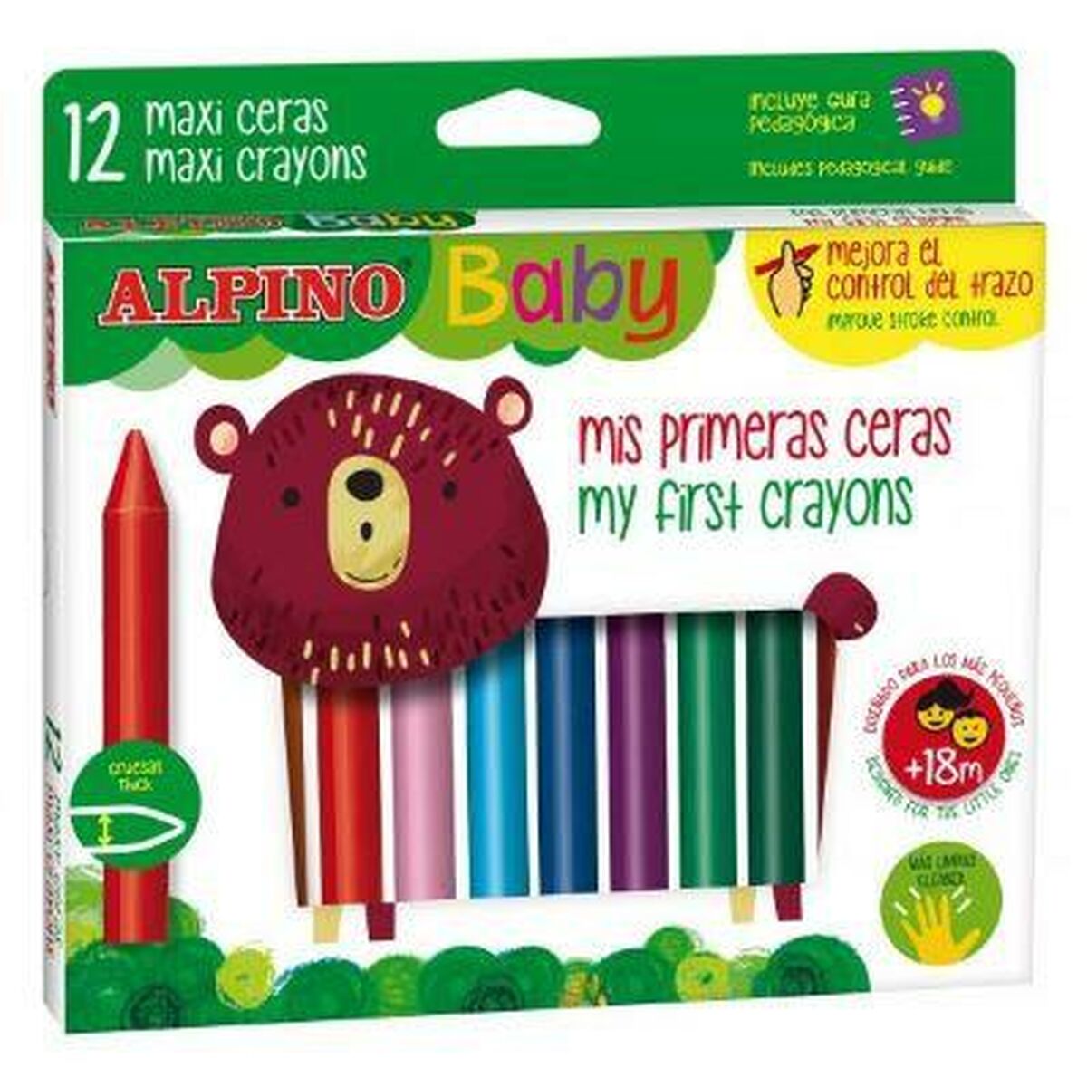 Image secondaire de Crayons gras de couleur Alpino Baby Multicouleur 12 Pièces (6 Unités)