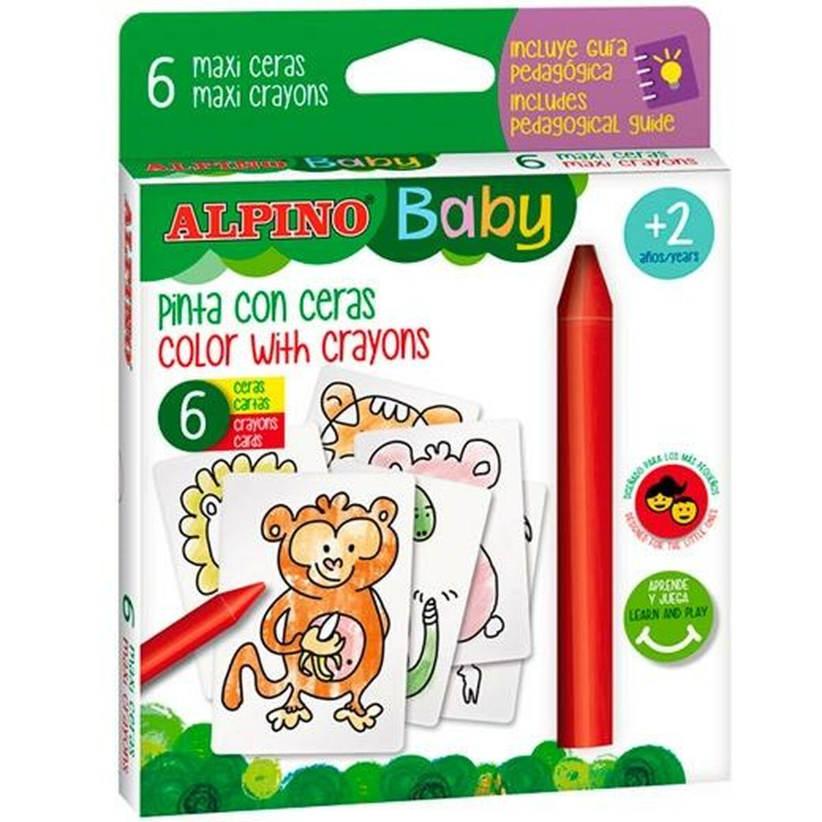 Image secondaire de Crayons gras de couleur Alpino Baby Jungle Multicouleur (12 Unités)