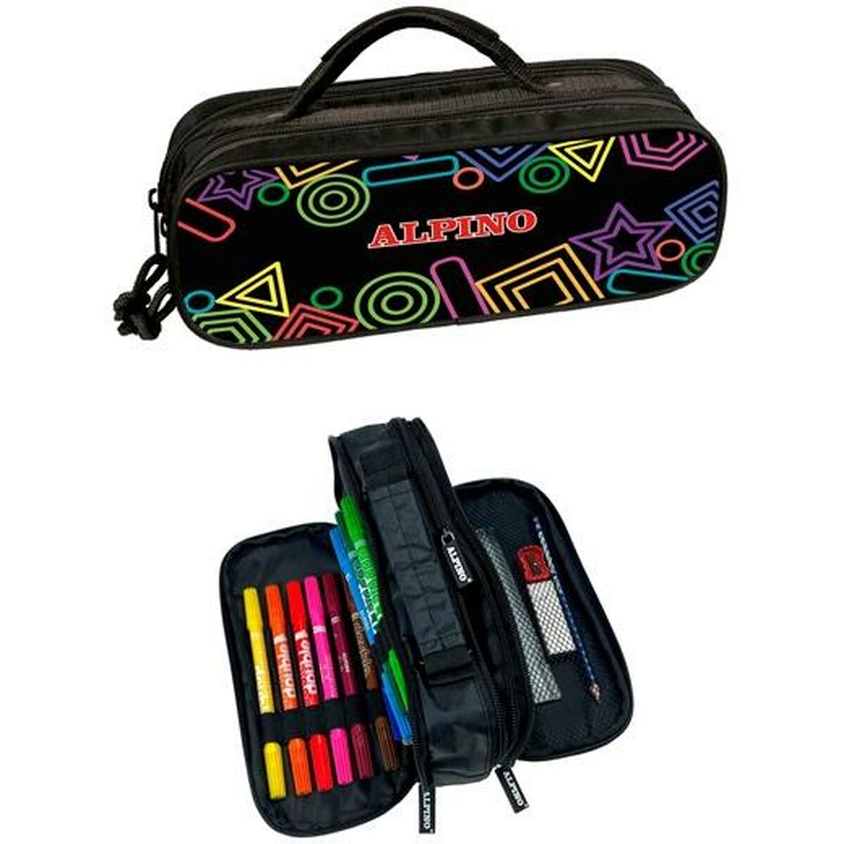 Image secondaire de Pochette à crayons triple Alpino Mini Black Multicouleur (12 Unités)