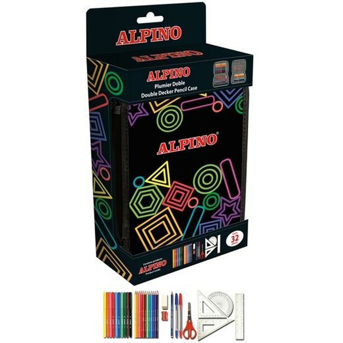 Image secondaire de Plumier double Alpino Multicouleur 32 Pièces (12 Unités)