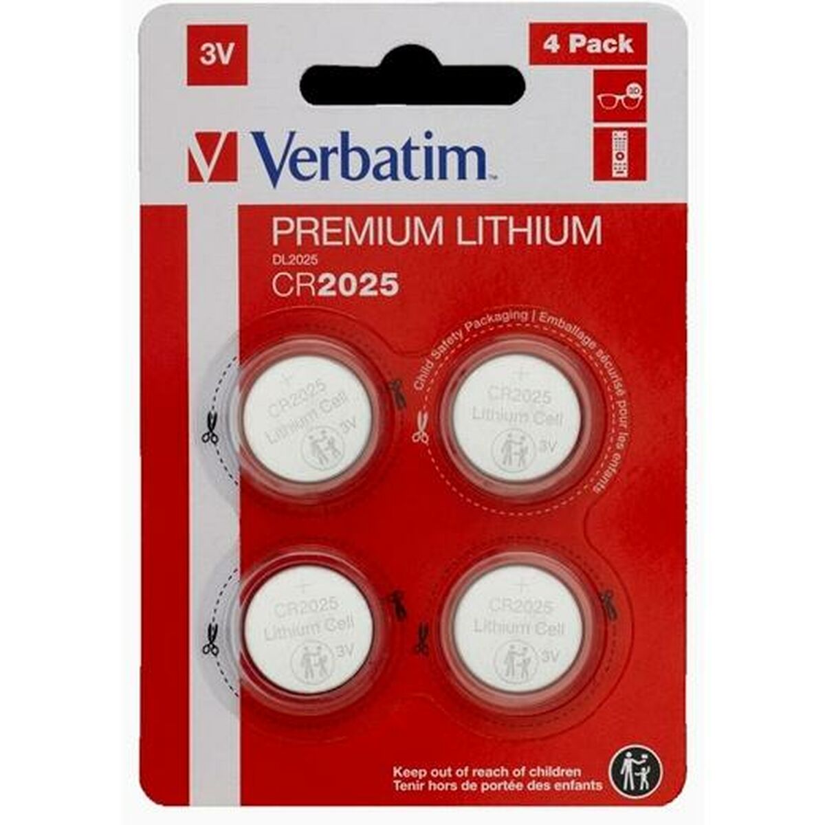 Afbeeldingen van Lithium Button Batteries Verbatim 3 V CR2025 4 Pieces (20 Units)