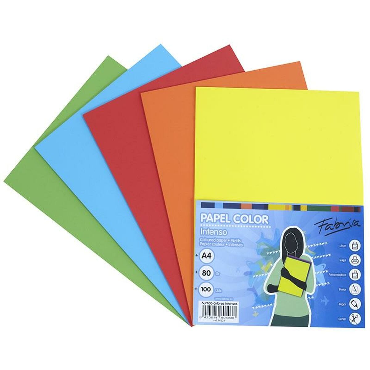 Afbeeldingen van Printer Paper Fabrisa Multicolour A4 100 Sheets (22 Units)