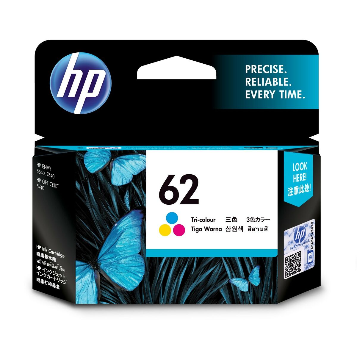 Image secondaire de Cartouche d'encre originale HP ENVY 5640 - Nº62 Tricolore (60 Unités)