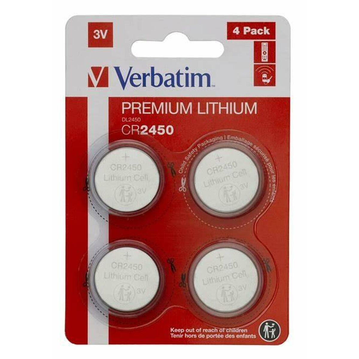 Afbeeldingen van Lithium Button Batteries Verbatim CR2450 (4 Pieces) (20 Units)