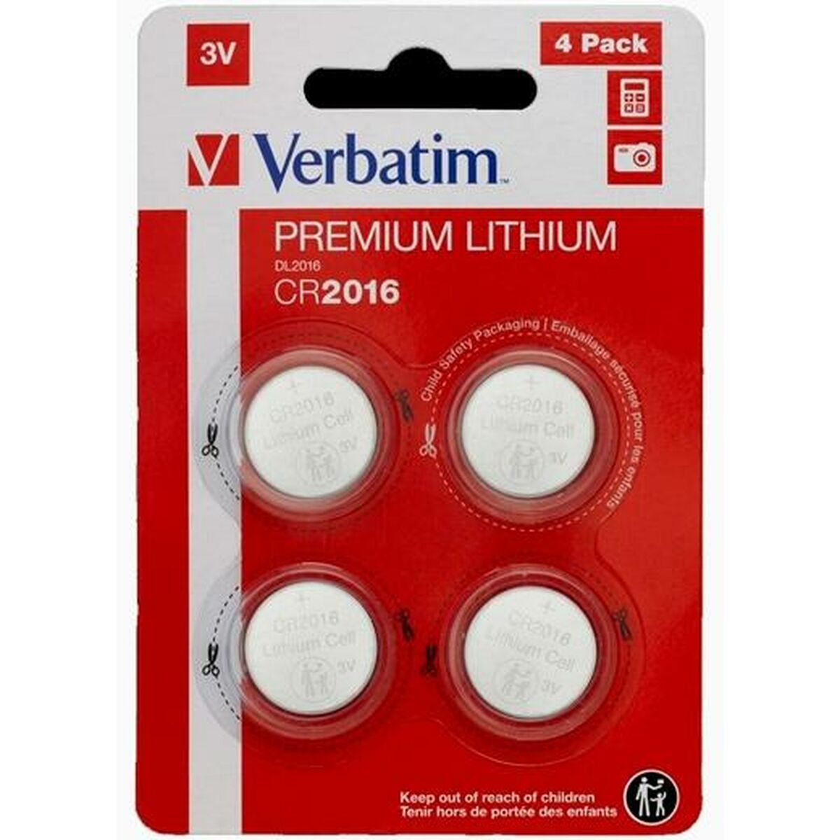 Afbeeldingen van Lithium Button Batteries Verbatim 3 V CR2016 4 Pieces (20 Units)
