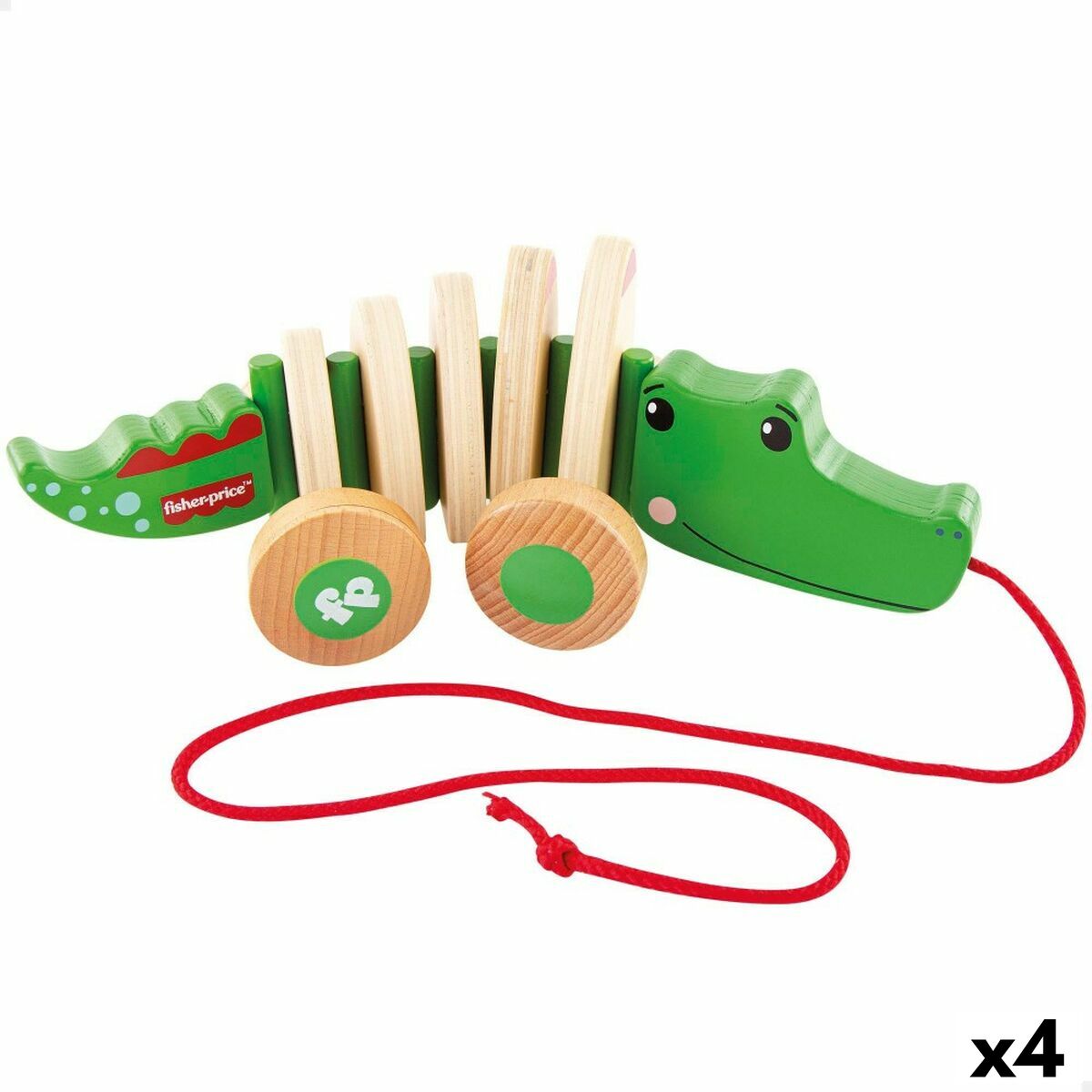 Jouet pour bébé Fisher Price Crocodile 28,5 x 10,5 x 12 cm Bois (4 Unités)